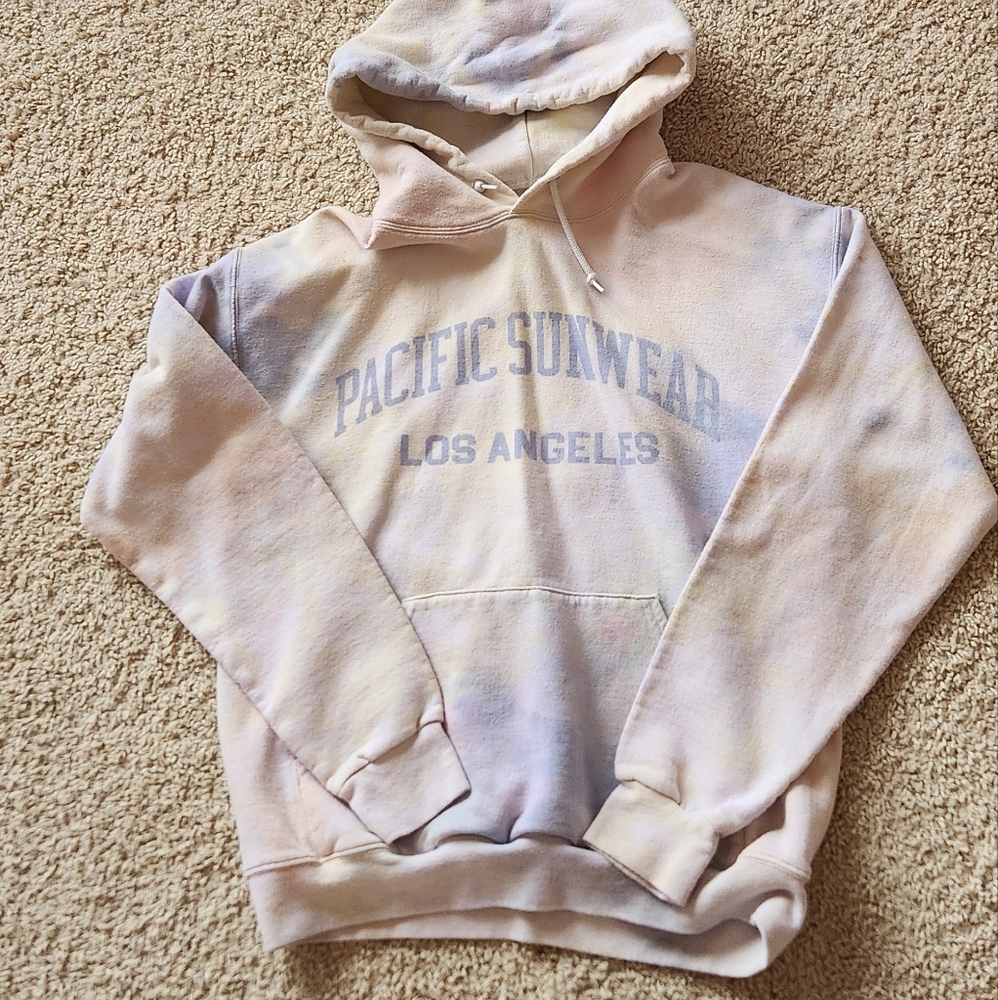 PACSUN yellow blue pink dye hoodie